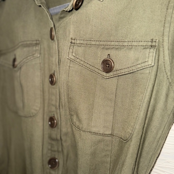 Reiss | Size 0 | Utility Short-Sleeve Belted Romper | Olive Green - Picture 8 of 11